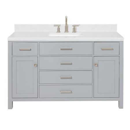 Ariel Bristol 54" Free Standing Single Basin Vanity Set with Cabinet, Quartz Vanity Top, and Rectangular Sink Grey