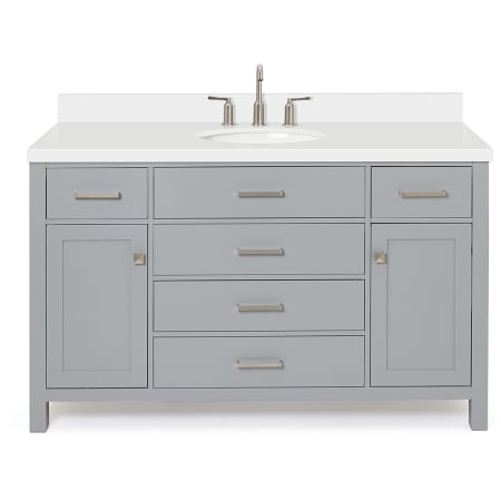 Ariel Bristol 55" Free Standing Single Oval Basin Vanity Set with Cabinet and 1-1/2" Thick Quartz Vanity Top Grey