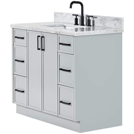 Ariel Kelly 43" Free Standing Single Basin Vanity Set with Cabinet and Marble Vanity Top Grey / Italian Carrara Marble Top / Matte Black Hardware