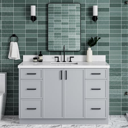 Ariel Kelly 54-1/4" Free Standing Single Basin Vanity Set with Cabinet and Quartz Vanity Top Grey