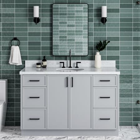Ariel Kelly 54" Free Standing Single Basin Vanity Set with Cabinet and Carrara White Marble Vanity Top Grey