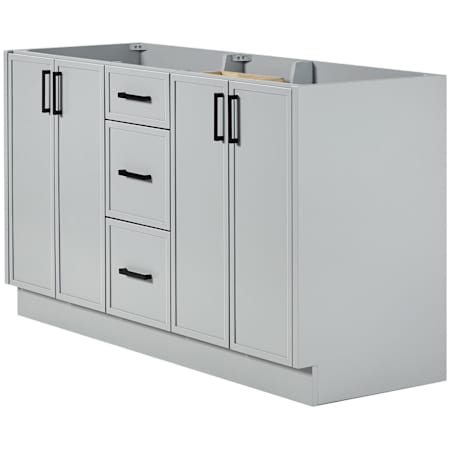 Ariel Kelly 60" Double Free Standing Vanity Cabinet - Less Vanity Top Grey / Matte Black Hardware