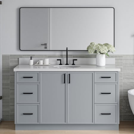 Ariel Kelly 60" Free Standing Single Basin Vanity Set with Cabinet and Quartz Vanity Top Grey