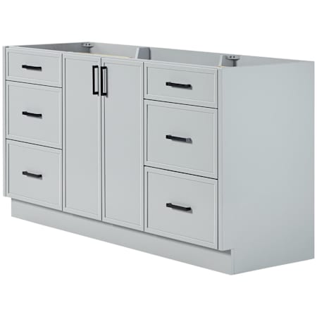 Ariel Kelly 66" Single Free Standing Vanity Cabinet - Less Vanity Top Grey / Matte Black Hardware
