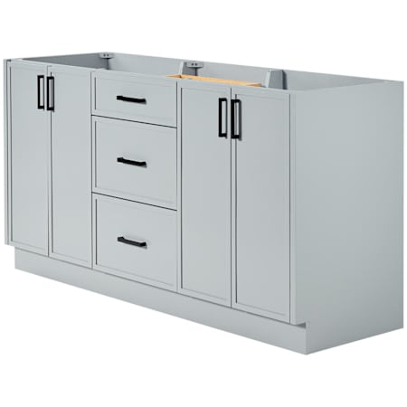 Ariel Kelly 66" Double Free Standing Vanity Cabinet - Less Vanity Top Grey / Matte Black Hardware