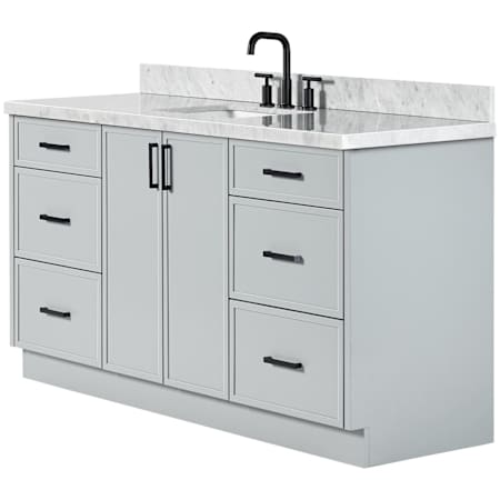 Ariel Kelly 67" Free Standing Single Basin Vanity Set with Cabinet and Marble Vanity Top Grey / Italian Carrara Marble Top / Matte Black Hardware