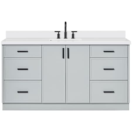 Ariel Kelly 67" Free Standing Single Basin Vanity Set with Cabinet and Quartz Vanity Top Grey / Pure White Quartz Top / Matte Black Hardware