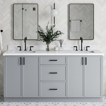 Ariel Kelly 72" Free Standing Double Basin Vanity Set with Cabinet and Quartz Vanity Top Grey