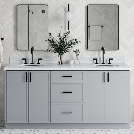 Ariel Kelly 73" Free Standing Double Basin Vanity Set with Cabinet and Quartz Vanity Top Grey