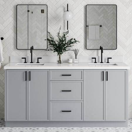 Ariel Kelly 72" Free Standing Double Basin Vanity Set with Cabinet and Quartz Vanity Top Grey