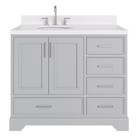 Ariel Stafford 42" Free Standing Single Basin Vanity Set with Cabinet, Quartz Vanity Top, and Oval Sink Grey