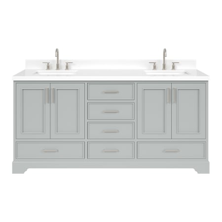 Ariel Stafford 72" Free Standing Double Basin Vanity Set with Cabinet and Quartz Vanity Top Grey