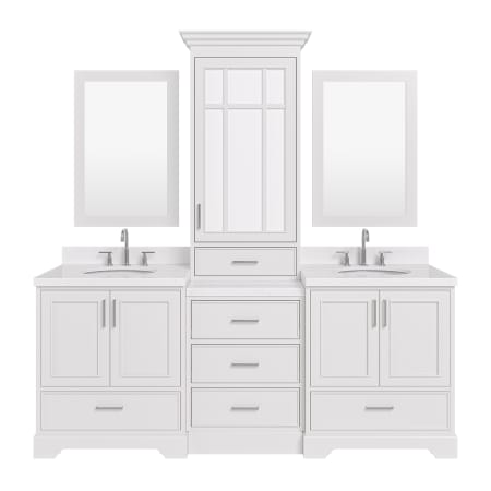 Ariel Stafford 85" Free Standing Double Basin Vanity Set with Cabinet, Quartz Vanity Top, Framed Mirrors, and Medicine Cabinet