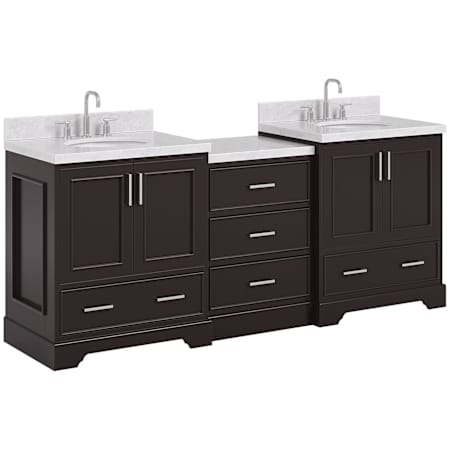 Ariel Stafford 85" Free Standing Double Basin Vanity Set with Cabinet and Marble Vanity Top Espresso / Italian Carrara Marble Top / Brushed Nickel Hardware