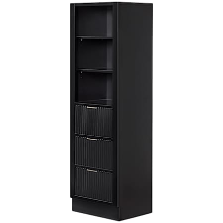 Ariel Milan 65" Wood Free Standing Linen Tower Black / Brushed Nickel Hardware