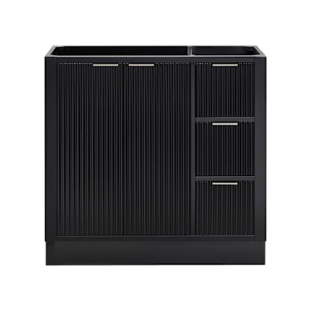 Ariel Milan 36" Single Free Standing Left Offset Vanity Cabinet Only - Less Vanity Top Black / Brushed Nickel Hardware