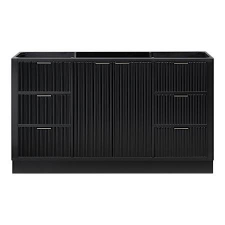 Ariel Milan 60" Single Free Standing Vanity Cabinet Only - Less Vanity Top Black / Brushed Nickel Hardware