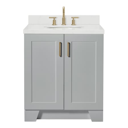 Ariel Taylor 30" Free Standing Single Basin Vanity Set with Cabinet, Quartz Vanity Top, and Oval Bathroom Sink Grey