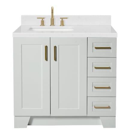 Ariel Taylor 36" Free Standing Single Basin Vanity Set with Cabinet, Quartz Vanity Top, and Left Offset Rectangular Bathroom Sink Grey
