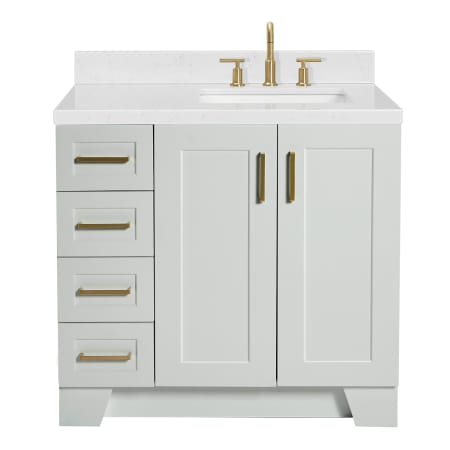 Ariel Taylor 36" Free Standing Single Basin Vanity Set with Cabinet, Quartz Vanity Top, and Right Offset Rectangular Bathroom Sink Grey
