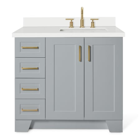 Ariel Taylor 37" Free Standing Single Basin Vanity Set with Hardwood Cabinet, Quartz Vanity Top, and Rectangular Bathroom Sink Gray