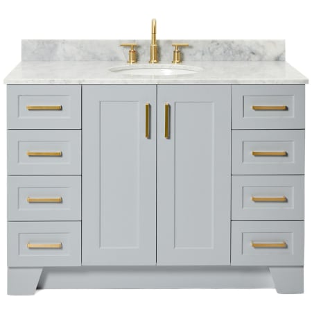 Ariel Taylor 49" Free Standing Single Oval Basin Vanity Set with Cabinet and 3/4" Thick Carrara Marble Vanity Top Grey