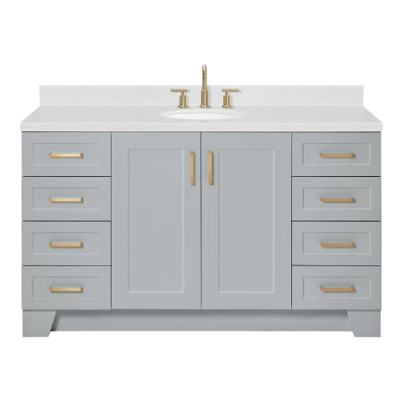 Ariel Taylor 60" Free Standing Single Basin Vanity Set with Cabinet, Quartz Vanity Top, and Oval Bathroom Sink Grey