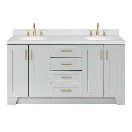 Ariel Taylor 66" Free Standing Double Basin Vanity Set with Cabinet, Quartz Vanity Top, and Oval Bathroom Sinks Grey