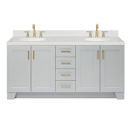 Ariel Taylor 72" Free Standing Double Basin Vanity Set with Cabinet, Quartz Vanity Top, and Oval Bathroom Sinks Grey
