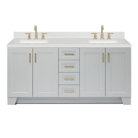 Ariel Taylor 72" Free Standing Double Basin Vanity Set with Cabinet, Quartz Vanity Top, and Rectangular Bathroom Sinks Grey