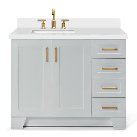 Ariel Taylor 42" Free Standing Single Basin Vanity Set with Wood Cabinet, 4 Left Side Drawers, Square Sink, and Quartz Vanity Top Grey