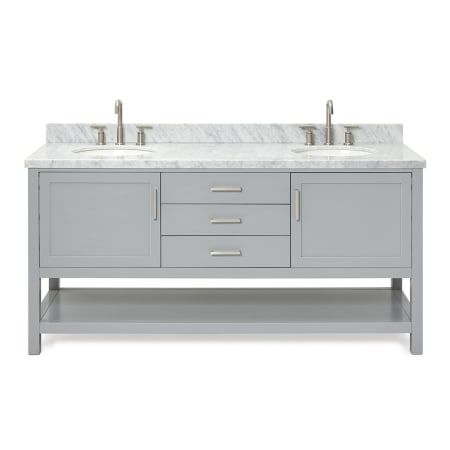 Ariel Bayhill 73" Free Standing Double Basin Vanity Set with Cabinet and Marble Vanity Top Grey / Carrara White Top