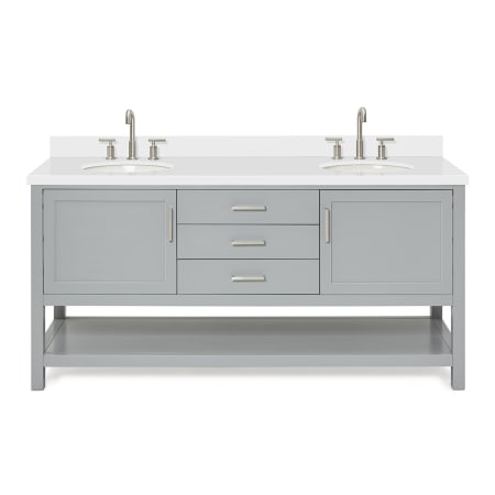 Ariel Bayhill 72" Free Standing Double Basin Vanity Set with Cabinet and Quartz Vanity Top Grey / Pure White Top