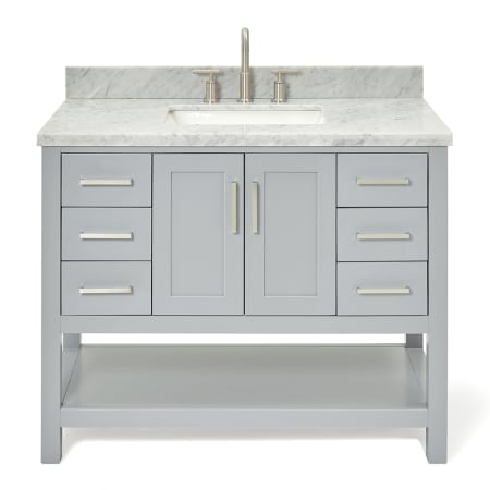 Ariel Magnolia 42" Free Standing Single Basin Vanity Set with Cabinet and Marble Vanity Top Grey / Carrara White Top