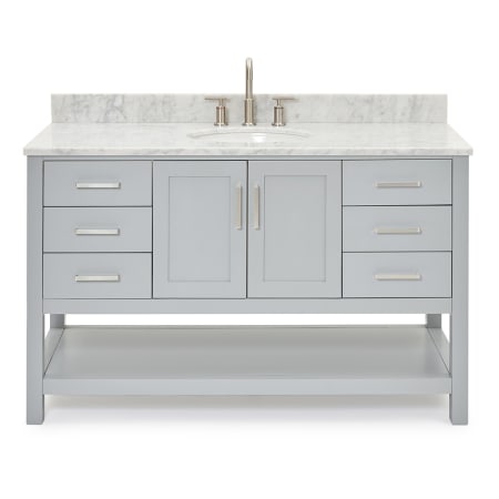Ariel Magnolia 54" Free Standing Single Basin Vanity Set with Cabinet and Marble Vanity Top Grey / Carrara White Top