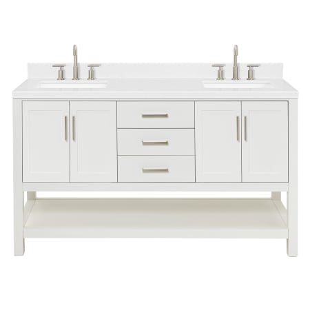 Ariel Magnolia 60" Free Standing Double Basin Vanity Set with Cabinet, Quartz Vanity Top, and Rectangular Sink