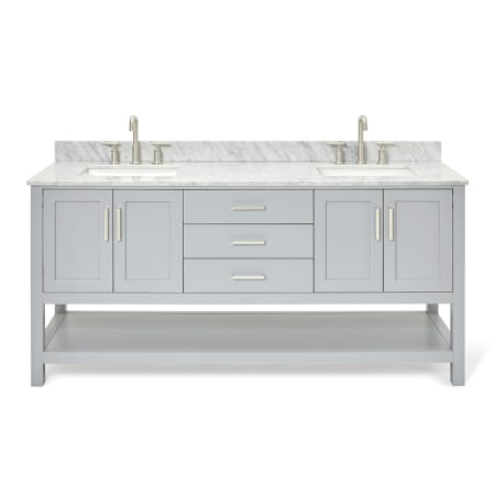 Ariel Magnolia 72" Free Standing Double Basin Vanity Set with Cabinet and Marble Vanity Top Grey / Carrara White Top