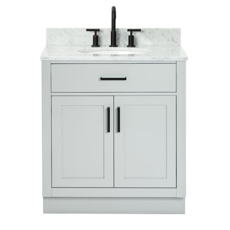Ariel Hepburn 32" Free Standing Single Basin Vanity Set with Cabinet, Marble Vanity Top, and Oval Sink Grey