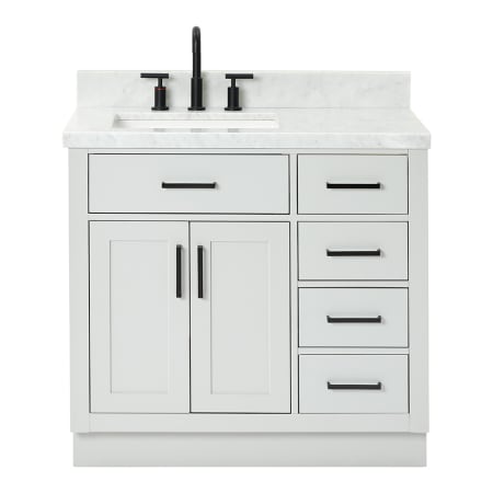 Ariel Hepburn 37" Free Standing Single Basin Vanity Set with Cabinet and Marble Vanity Top Grey