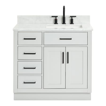 Ariel Hepburn 37" Free Standing Single Basin Vanity Set with Cabinet and Marble Vanity Top Grey