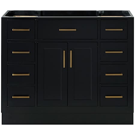 Ariel Hepburn 42" Single Free Standing Vanity Cabinet Only - Less Vanity Top Black / Satin Brass Hardware