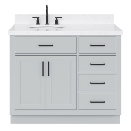 Ariel Hepburn 43" Free Standing Single Basin Vanity Set with Cabinet and Quartz Vanity Top Grey