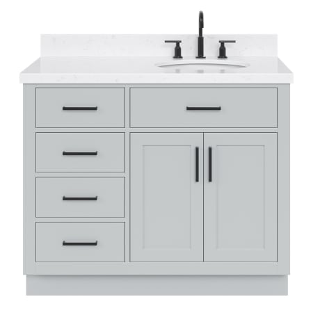 Ariel Hepburn 43" Free Standing Single Basin Vanity Set with Cabinet and Quartz Vanity Top Grey