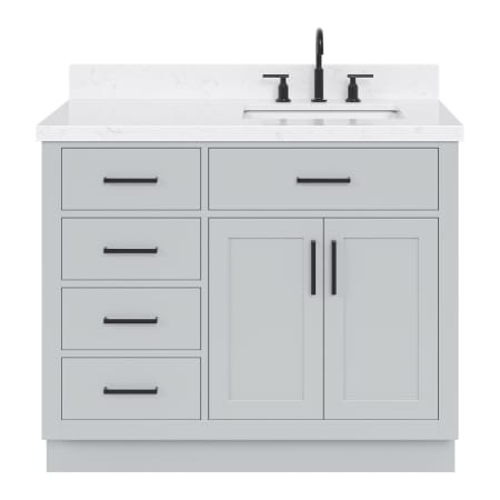 Ariel Hepburn 43" Free Standing Single Basin Vanity Set with Cabinet and Quartz Vanity Top Grey