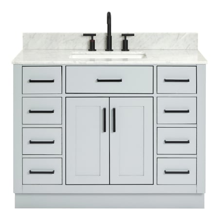 Ariel Hepburn 43" Free Standing Single Basin Vanity Set with Cabinet, Marble Vanity Top, and Rectangular Sink Grey