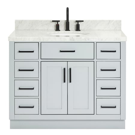 Ariel Hepburn 43" Free Standing Single Basin Vanity Set with Cabinet, Marble Vanity Top, and Oval Sink Grey