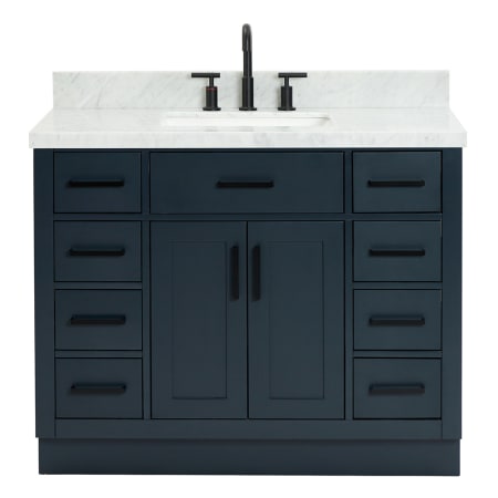 Ariel Hepburn 42" Free Standing Single Basin Vanity Set with Cabinet and Marble Vanity Top Midnight Blue