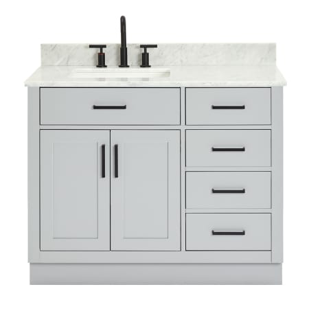 Ariel Hepburn 42" Free Standing Single Basin Vanity Set with Cabinet, Marble Vanity Top, and Rectangular Sink Grey