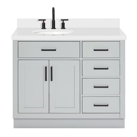 Ariel Hepburn 43" Free Standing Single Basin Vanity Set with Cabinet, Quartz Vanity Top, and Oval Sink Grey