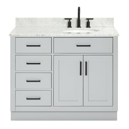 Ariel Hepburn 43" Free Standing Single Basin Vanity Set with Cabinet, Marble Vanity Top, and Oval Sink Grey